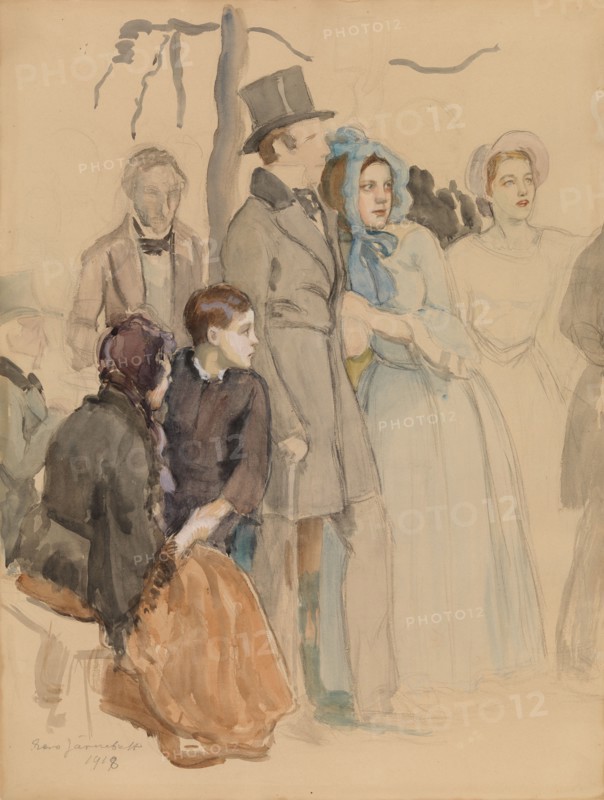 Flora Festival at Kumtähti Field, study for the mural at the University of Helsinki, 1918. Creator: Eero Jarnefelt.