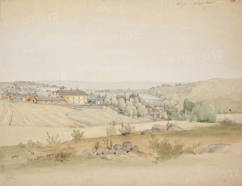 Landscape from Högfors, 1865. Creator: Magnus von Wright.