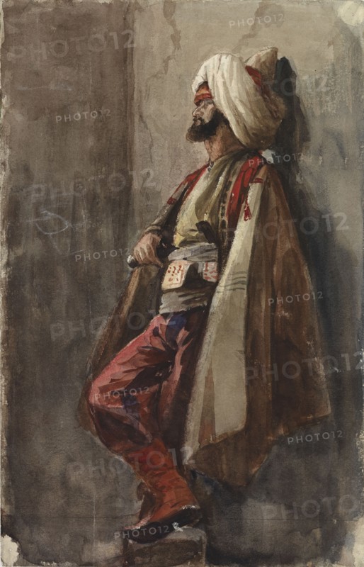 A man in an oriental costume. Creator: Adolf von Becker.