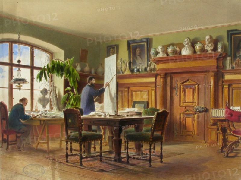 Artist Vladimir Svertsov's studio in Schleißheim, 1850-1889. Creator: Heinrich Stohl.