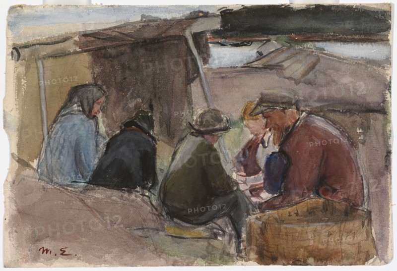 Fisherfolk by the Sea, 1900-1925. Creator: Magnus Enckell.