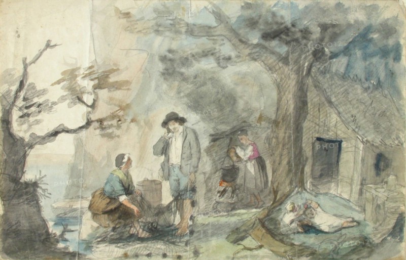 Landscape with People, 1840-1874. Creator: Robert Wilhelm Ekman.