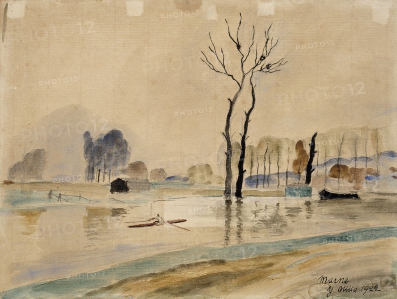 View of the river Marne, 1922. Creator: Yrjö Aleksander Ollila.