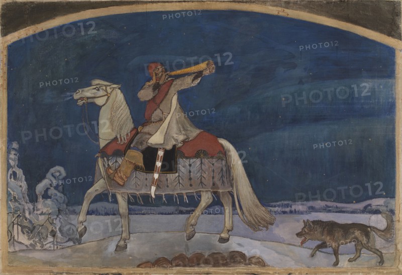 Kullervo Sets off for Battle; Kullervo Departs for the War, 1901. Creator: Akseli Gallen-Kallela.