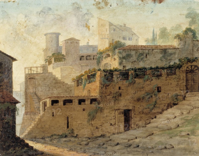 Italian country castle, 1830-1873. Creator: Robert Wilhelm Ekman.