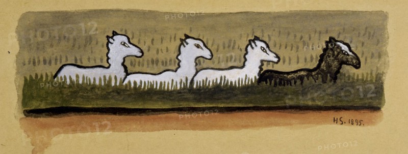 Sheep in Line, 1895. Creator: Hugo Simberg.