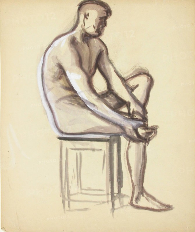 Seated nude, sketch, c1910s. Creator: Verner Thome.