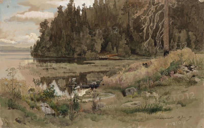 Beach landscape from Leppalahti, 1859. Creator: Werner Holmberg.