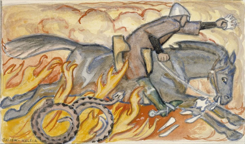 The Knight and the Snake King, Illustrated by the Seven Brothers, 1907. Creator: Akseli Gallen-Kallela.
