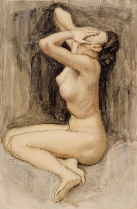 Despair, study for the "By the River of Tuonela", Jusélius Mausoleum, 1903. Creator: Akseli Gallen-Kallela.