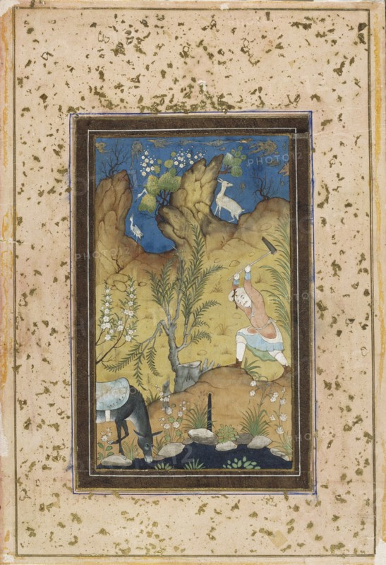 Farhad makes a staircase to the palace of Shirin, 1600-1699. Creator: Unknown.