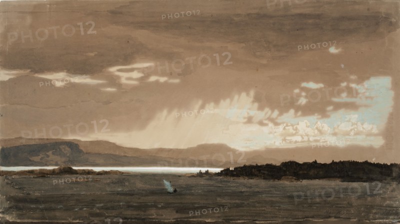 Rain on the Kristiania fjord, 1858. Creator: Werner Holmberg.