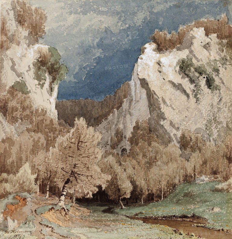 Autumn Landscape Near Dusseldorf, 1857. Creator: Werner Holmberg.