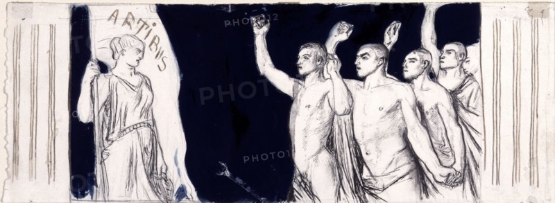 Watercolour Sketch for a Petition by the Finnish Art Society, 1890-1925. Creator: Magnus Enckell.