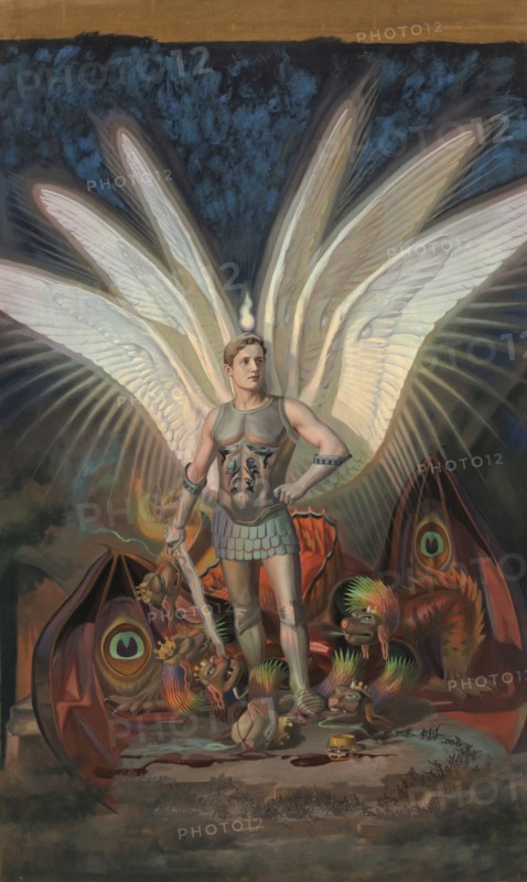 Archangel Michael slaying the dragon, 1906. Creator: Torsten Wasastjerna.