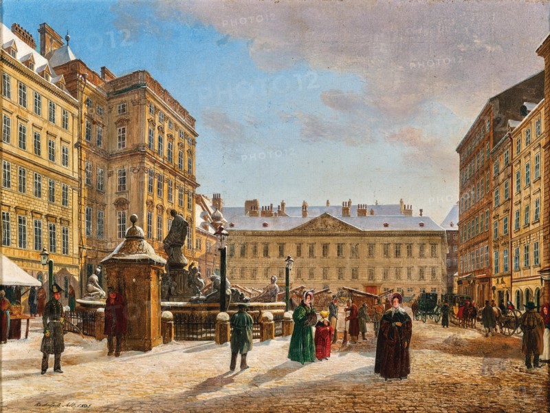 The Neuer Markt in Vienna in winter, 1835. Creator: Alt, Rudolf von (1812-1905).