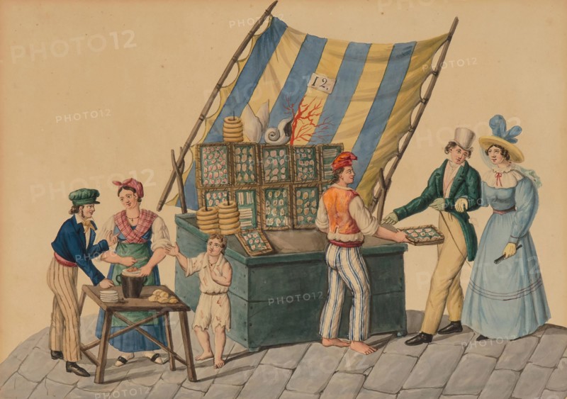 Street vendors in Naples: Frutti di Mare, c 1830. Creator: Anonymous.