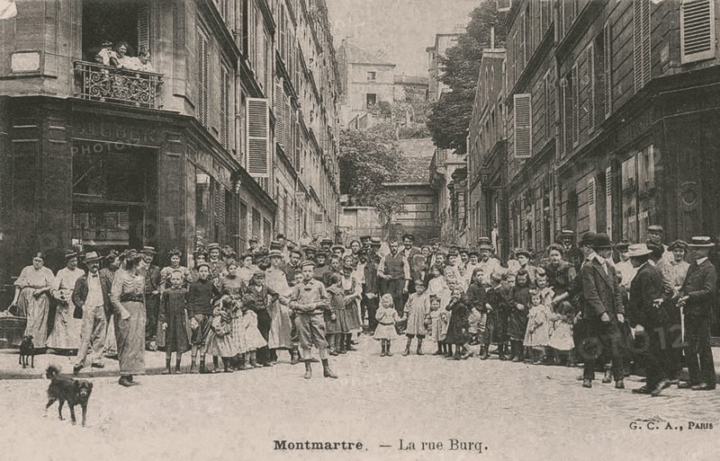 Paris, Montmartre. La rue Burq. Post card, 1900s. Creator: Anonymous.