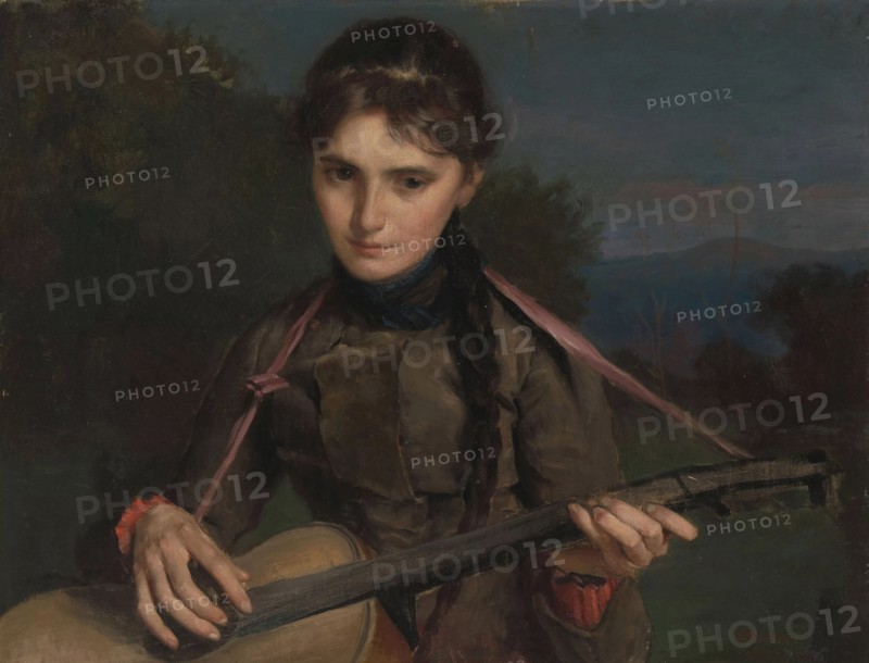 The guitar player, 1888. Creator: Balmer, Wilhelm (1865-1922).