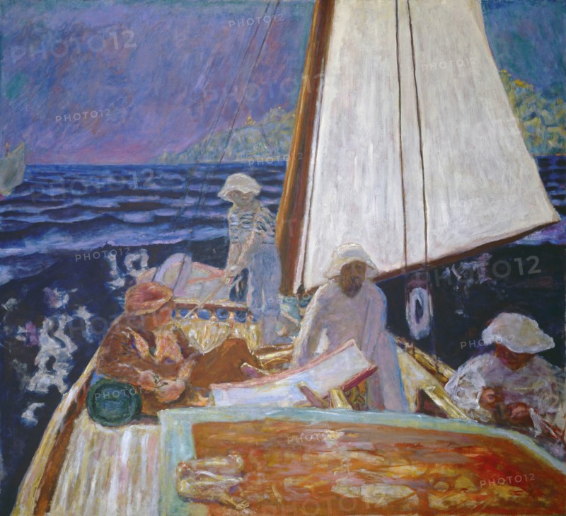 Signac and his friends in a sailboat, c 1924. Creator: Bonnard, Pierre (1867-1947).