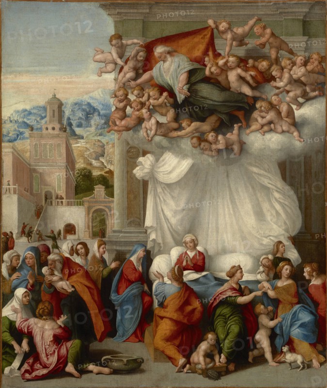 The Nativity of the Virgin, c 1550. Creator: Caroto, Giovan Francesco (c. 1480-1555).