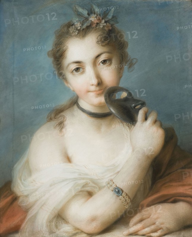 Portrait of a Woman with Mask, 1720s. Creator: Carriera, Rosalba Giovanna (1657-1757).