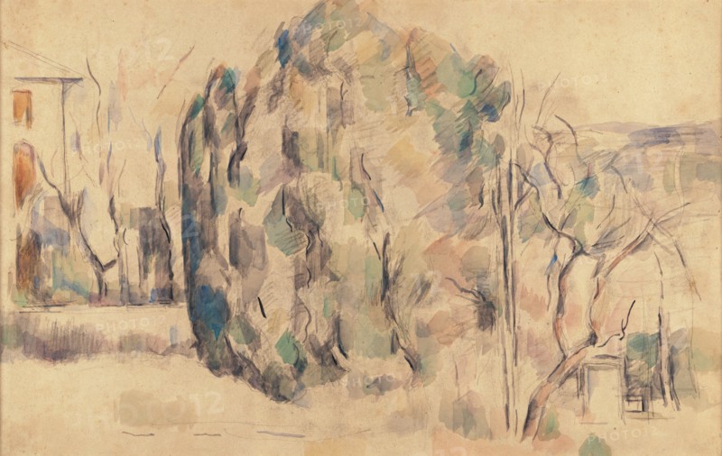 Maison et bosquet, c 1890. Creator: Cézanne, Paul (1839-1906).