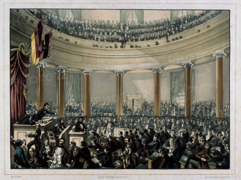 Session of the Frankfurt National Assembly in the Paulskirche at Frankfurt am Main, 1848-1849. Creator: Elliot, Leo von (1816-1890).