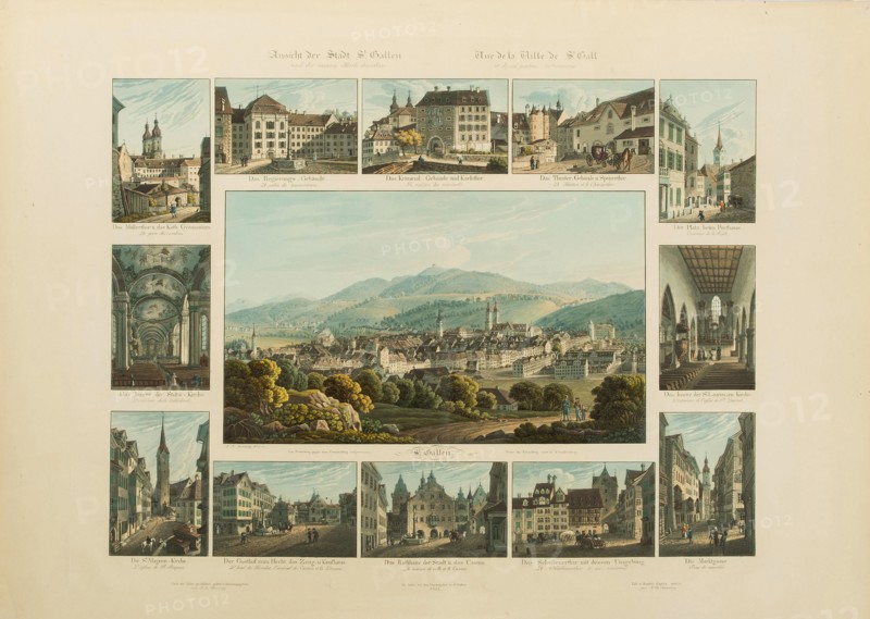 View of the city of St. Gallen, 1832-1833. Creator: Isenring, Johann Baptist (1796-1860).
