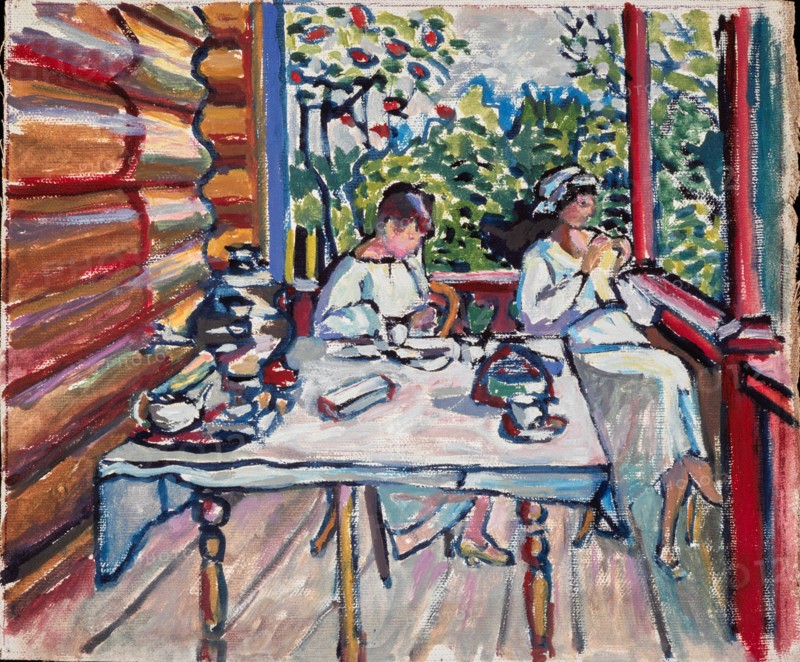 Achtyrka. Nina and Tatiana on the veranda, 1917. Creator: Kandinsky, Wassily Vasilyevich (1866-1944).