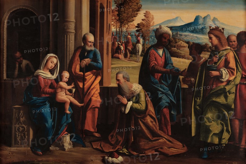 The Adoration of the Magi, c 1527. Creator: Ortolano (Benvenuti), Giovanni Battista (c. 1480-1525).