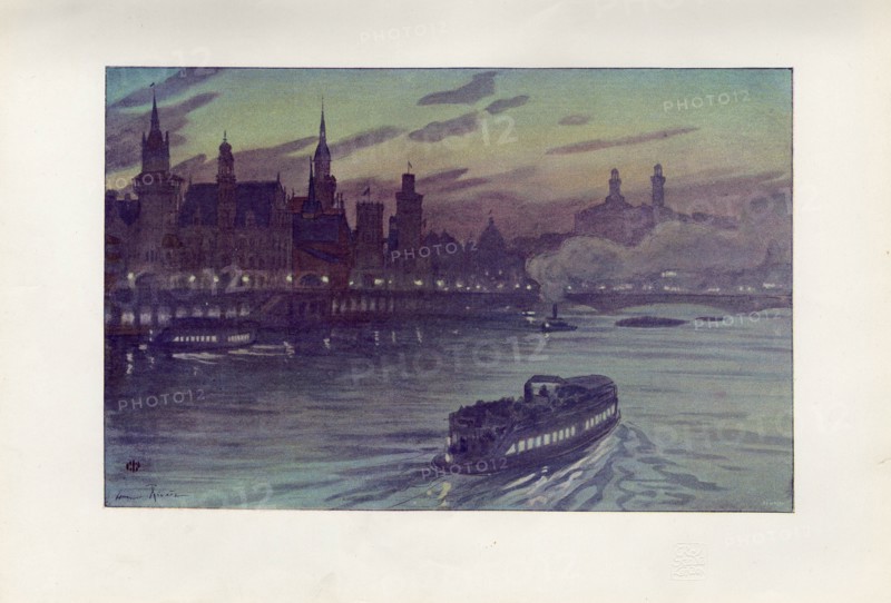 An evening effect at the Paris exhibition, 1900. Creator: Rivière, Henri (1864-1951).