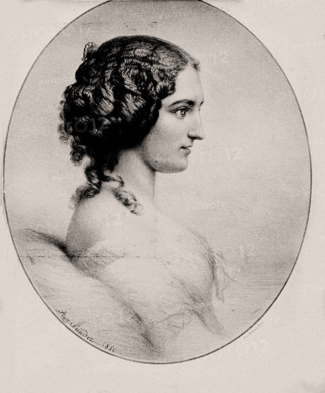 Portrait of Princess Marcelina Czartoryska, née Radziwill (1817-1894), 1850. Creator: Sandoz, Auguste (active 1793-1860).