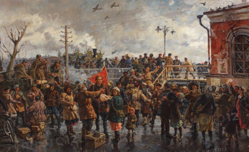 Railroad station, 1948. Creator: Savitsky, Georgi Konstantinovich (1887-1949).