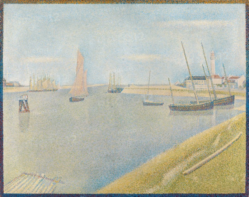 The canal of Gravelines, in the direction of the sea (Le Chenal de Gravelines, Direction..., 1890. Creator: Seurat, Georges Pierre (1859-1891).