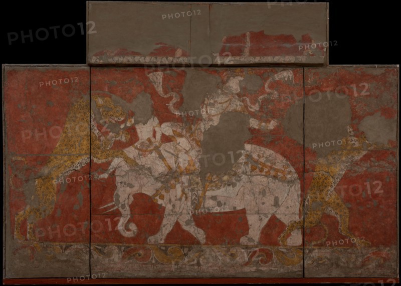 Wall painting from the Red Hall of the Palace in Varakhsha. Fragment, 7th-8th century. Creator: Sogdian Art.
