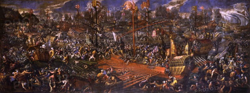 The Battle of Lepanto on 7 October 1571, 1595-1605. Creator: Vicentino, Andrea (c. 1542-1617).