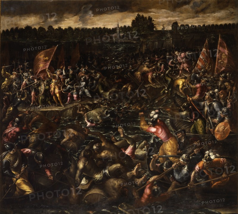 King Pippin's Army Trying to Reach Venice, End of 16th cen. Creator: Vicentino, Andrea (c. 1542-1617).