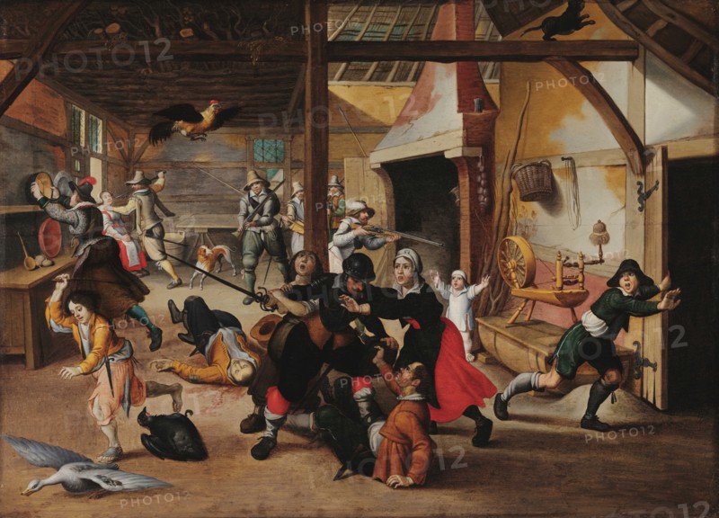 Soldiers plunder a farm, c 1620. Creator: Vrancx, Sebastiaen (1574-1647).