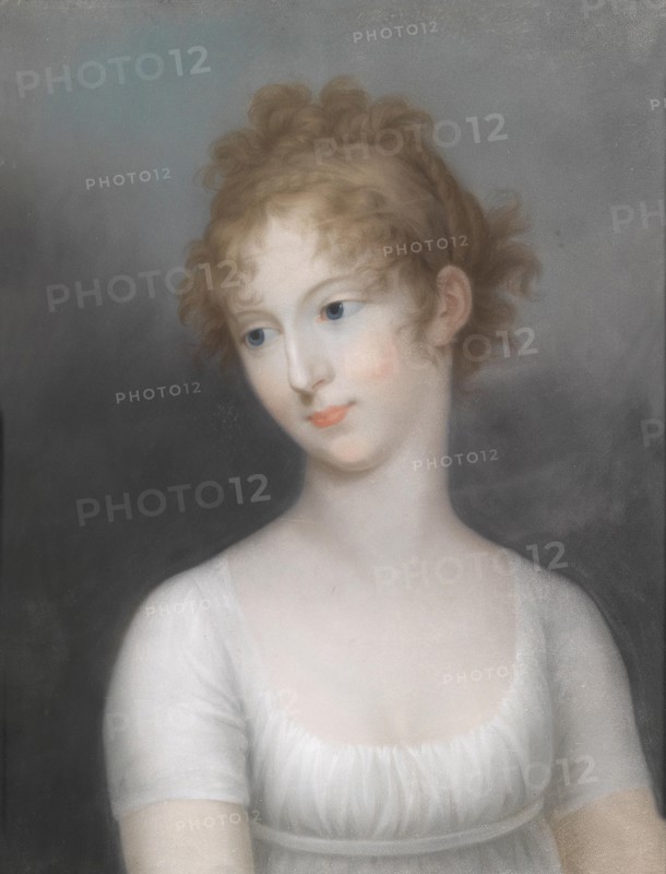 Portrait of Grand Duchess Elena Pavlovna of Russia (1784-1803), in white dress, 1804. Creator: Wagner (Wagener), Friedrich Erhard (1759-1813).