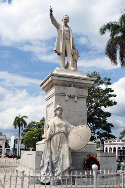 Statue of Jose Marti in the park in the city centre, Cienfuegos, Cuba, 2024. Creator: Ethel Davies.