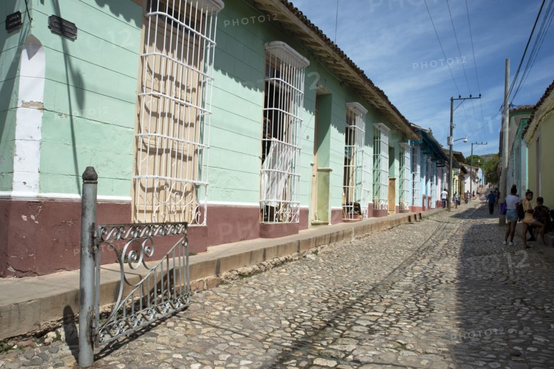 A typical cobblestoned side street in the Colonial UNESCO Heritage site city of Trinidad, Cuba, 2024 Creator: Ethel Davies.