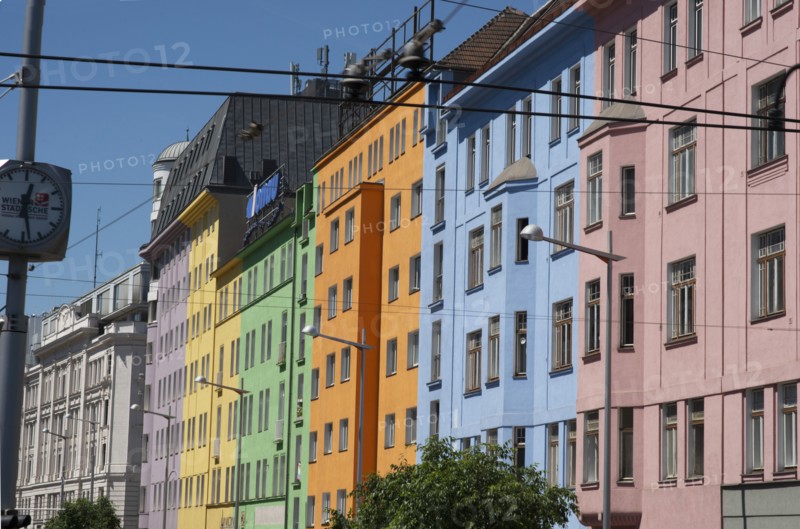 Colourful domestic apartment complex, Vienna, Austria, 2022. Creator: Ethel Davies.