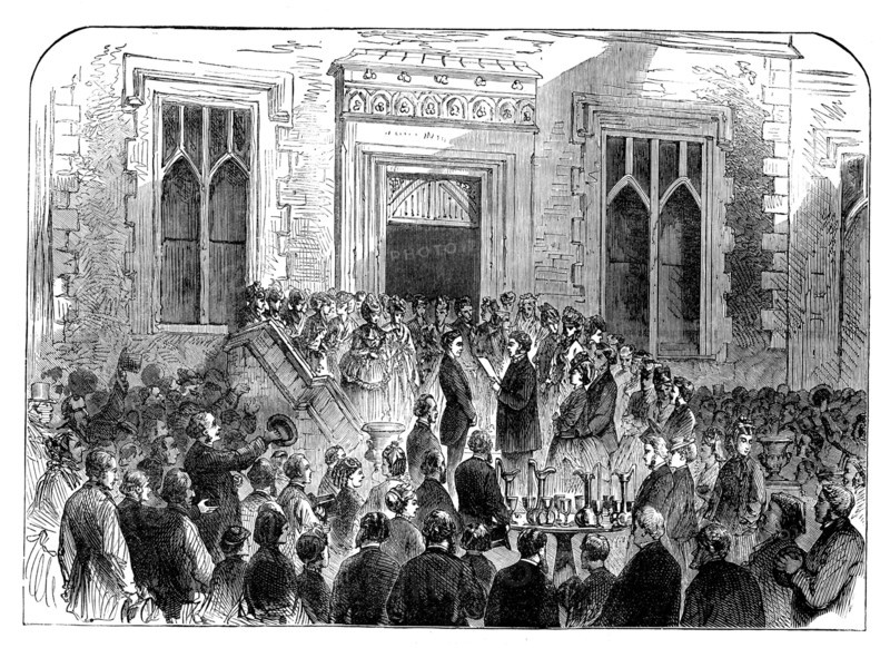 Tenants of the Earl of Bandon presenting a gift to his son, Lord Bernard, 1871. Creator: Unknown.