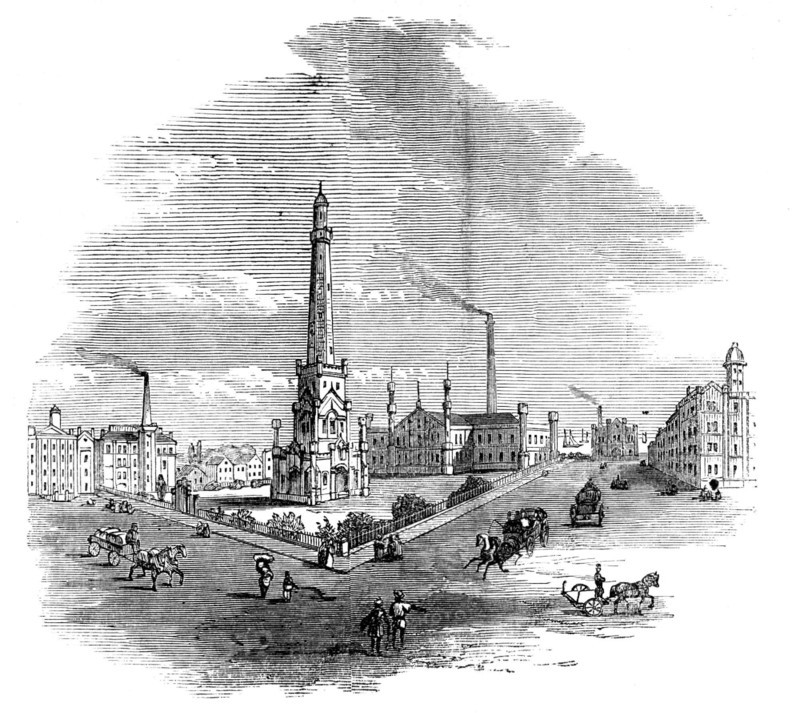 The Great Fire at Chicago: the Waterworks, 1871. Creator: Unknown.