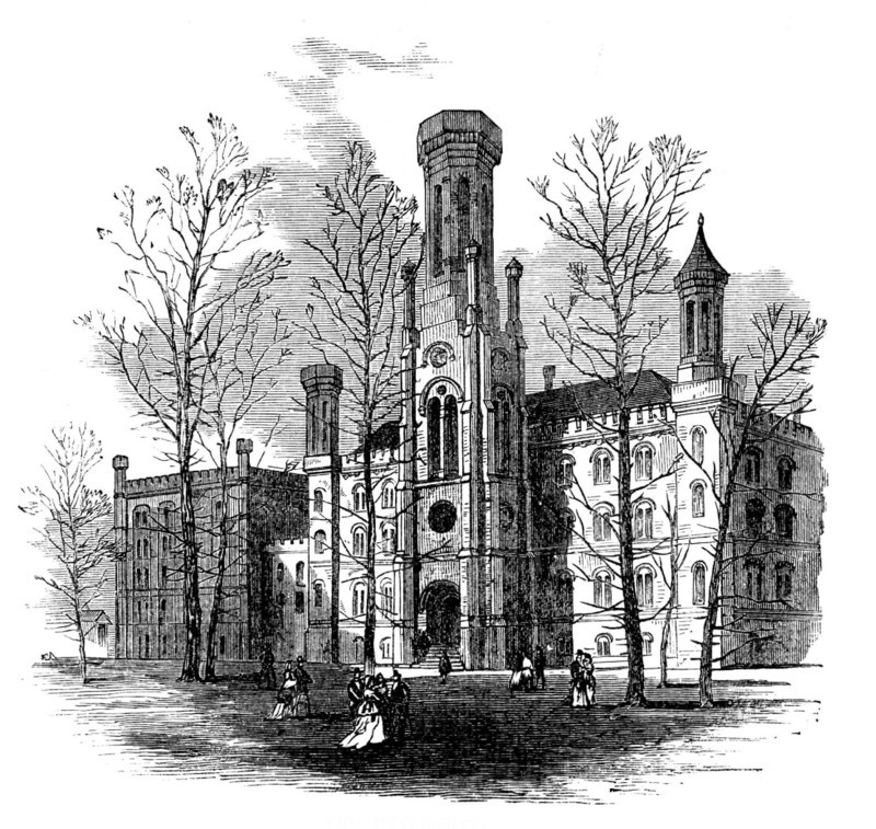 The Great Fire at Chicago: the University, 1871. Creator: Unknown.