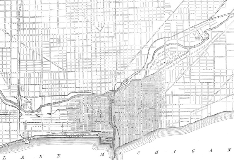 The Great Fire at Chicago: plan showing the extent of the fire, 1871. Creator: Unknown.