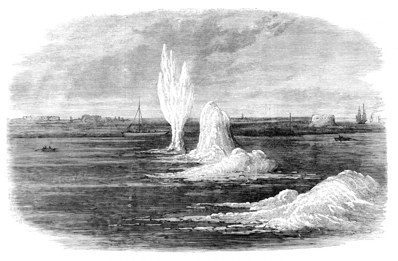 Chatham Siege Operations: explosion of mines under the Medway, 1871. Creator: Unknown.