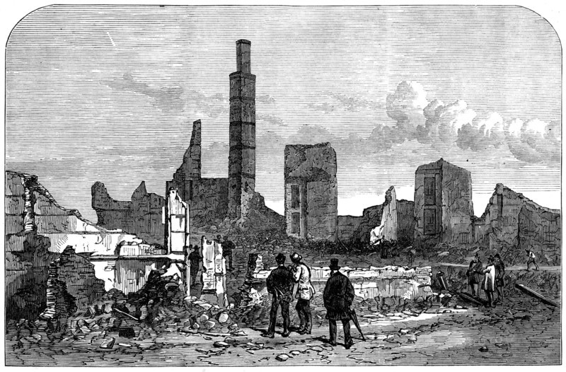 The Ruins of Chicago: the Tremont House, 1871. Creator: Unknown.