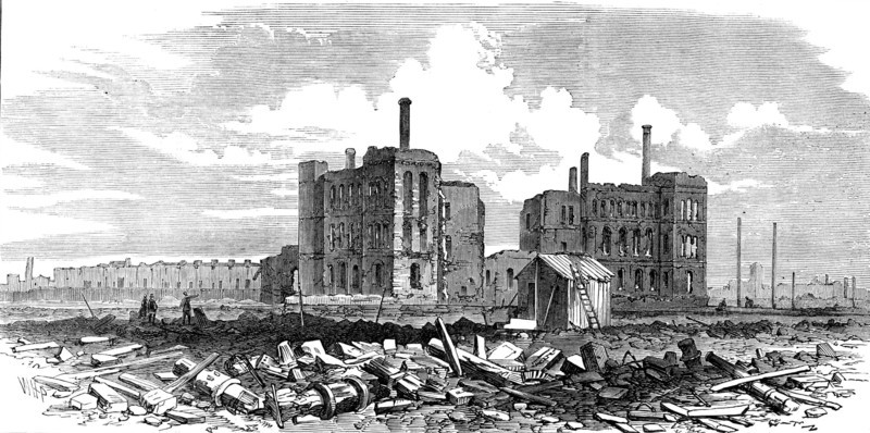 The Ruins of Chicago: Rock Island Depot, 1871. Creator: Unknown.